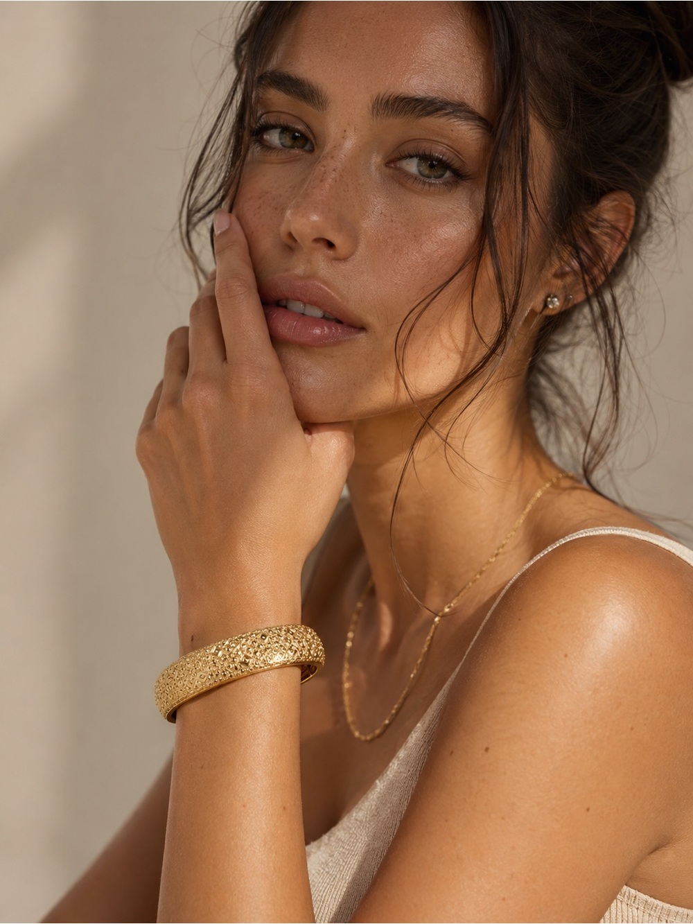 Kendra Scott Gold Harper Cuff Bracelet Textured Engraved Bangle Stackable Gift